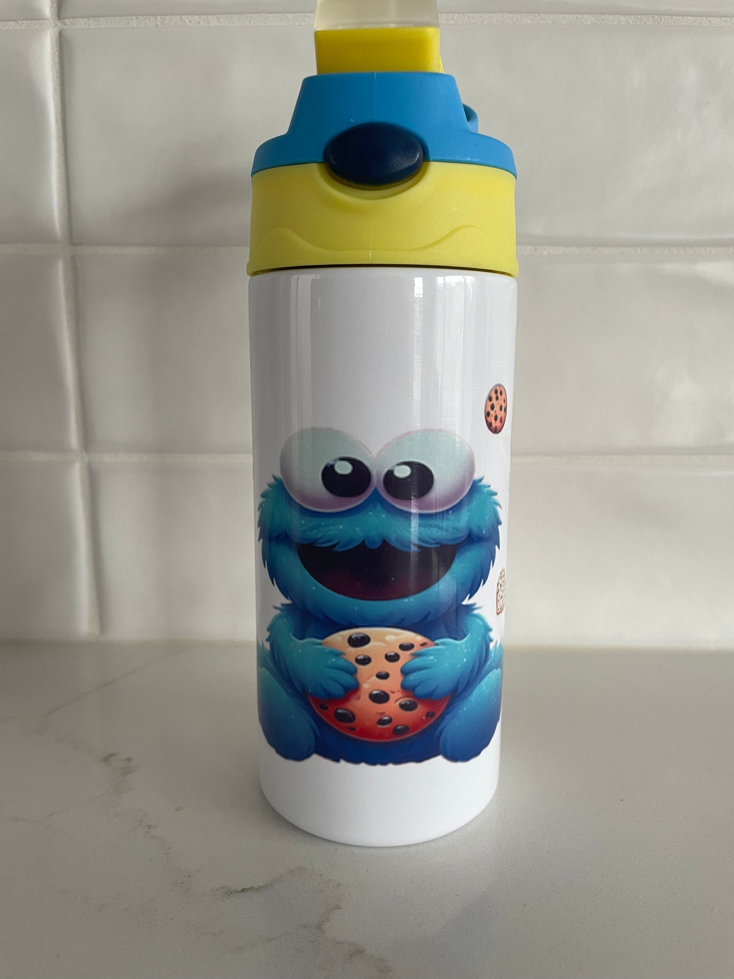 C is for Cookie Monster kids sippy flip top tumbler